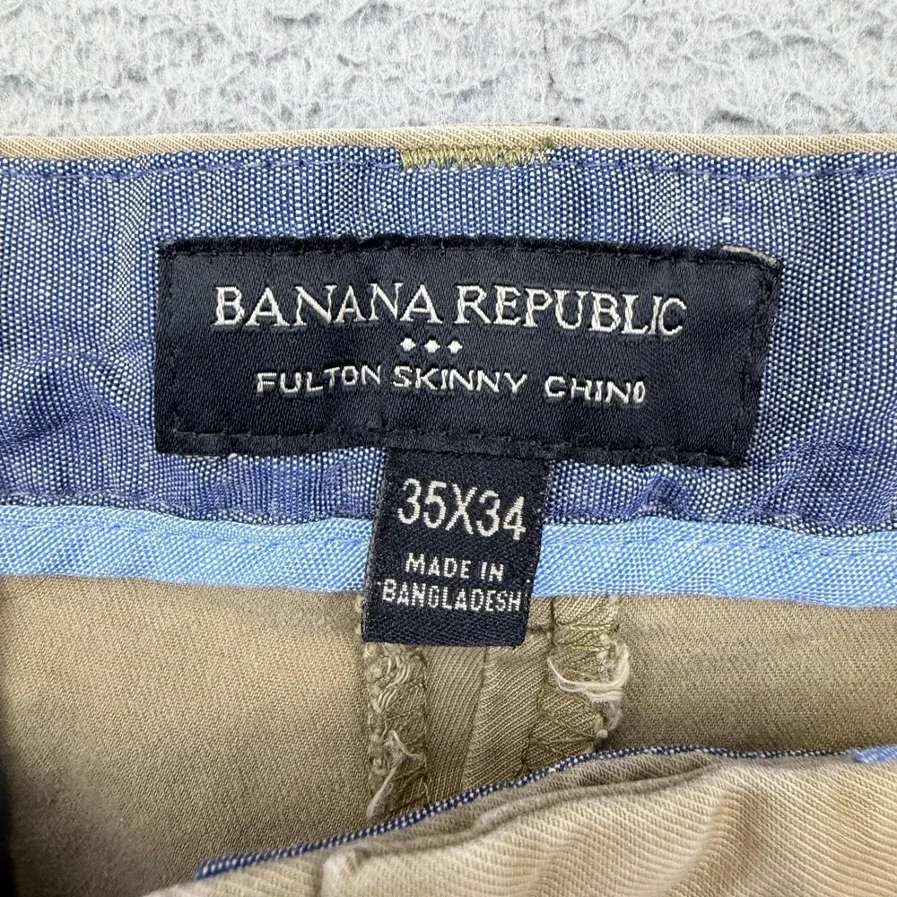 Banana Republic Pants Mens 35x32‎ Beige Fulton Skinny Chino Casual **34X31**